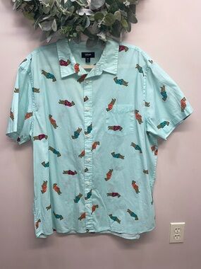 Urban Pipeline Woven Short Sleeve Button Down Shirt Bears Print XXL